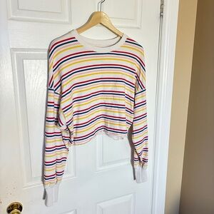 Hollister Women’s Rainbow Striped Cropped Sweatshirt Medium
